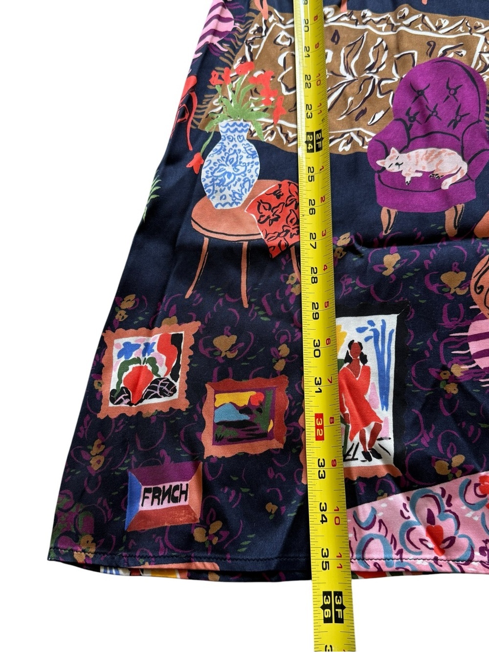 FRNCH Paris Ayurveda Printed Mini Dress Art Gallery Long Sleeve Shift NWT M Boho - Picture 11 of 16